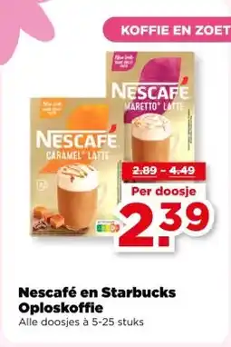 PLUS Nescafé en Starbucks Oploskoffie aanbieding