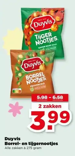 PLUS Duyvis Borrel- en tijgernootjes aanbieding