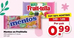 PLUS Mentos en Fruittella aanbieding