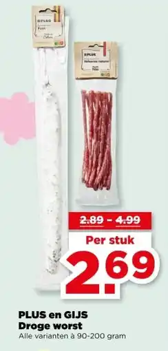 PLUS PLUS en GIJS Droge worst aanbieding