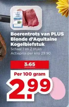 PLUS Boerentrots van PLUS Blonde d'Aquitaine Kogelbiefstuk aanbieding