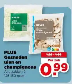 PLUS PLUS Gesneden uien en champignons aanbieding