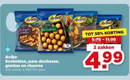 PLUS Aviko Kroketten, pom duchesse, gratins en churros aanbieding