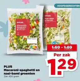 PLUS PLUS Macaroni-spaghetti en nasi-bami groenten aanbieding
