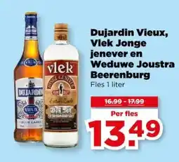 PLUS Dujardin Vieux, Vlek Jonge jenever en Weduwe Joustra Beerenburg aanbieding