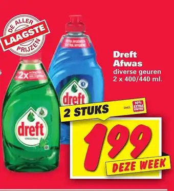 Nettorama Dreft afwas 2x400/440 ml aanbieding