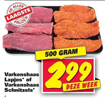 Nettorama Varkenshaas lapjes* of varkenshaas schnitzels* aanbieding