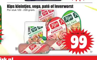 Dirk Kips kleintjes, vega, pate of leverworst per stuk 120 - 230 gram aanbieding