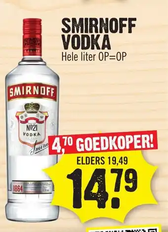 Dirk Smirnoff Vodka hele liter aanbieding