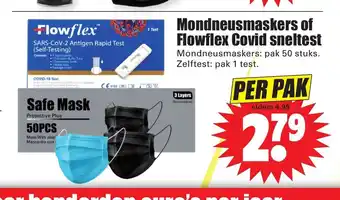 Dirk Mondneusmaskers of Flowflex Covid sneltest per pak aanbieding