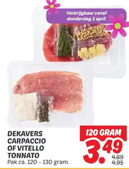 Dekamarkt Dekavers carpaccio of vitello tonnato aanbieding