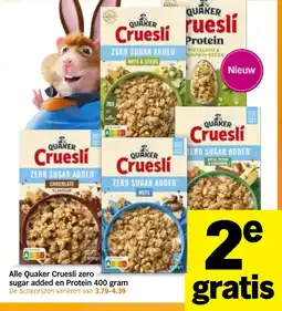 Albert Heijn Alle quaker cruesli zero sugar added en protein aanbieding