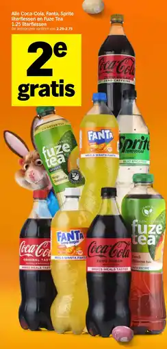 Albert Heijn Alle Coca-Cola FANTA Sprite literflessen en Fuze Tea aanbieding