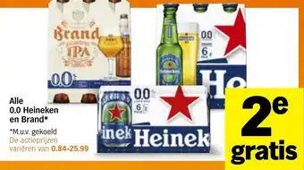 Albert Heijn Alle 0.0 Heineken en Brand aanbieding
