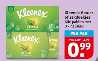 Hoogvliet Kleenex tissues of zakdoekjes aanbieding