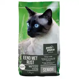 Pets Place Pets Place Plus Kat Seniors - Kattenvoer - Eend Rijst 1.5 kg aanbieding