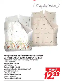 Dekamarkt Marjolein Bastin dekbedovertrek of Hoeslaken 100% katoen jersey aanbieding