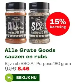 Welkoop Alle Grate Goods sauzen en rubs aanbieding