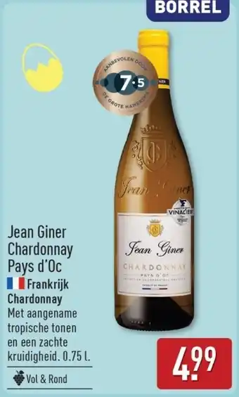 ALDI Jean Giner Chardonnay Pays d'Oc aanbieding
