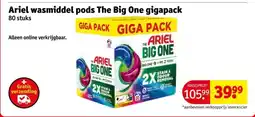 Kruidvat Ariel wasmiddel pods The Big One gigapack aanbieding