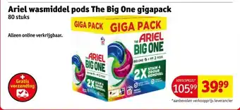 Kruidvat Ariel wasmiddel pods The Big One gigapack aanbieding