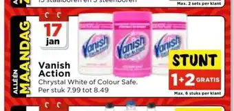 Vomar Voordeelmarkt Vanish Action Chrystal White of Colour Safe aanbieding