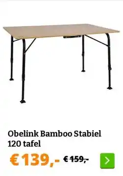 Obelink Obelink Bamboo Stabiel 120 tafel aanbieding