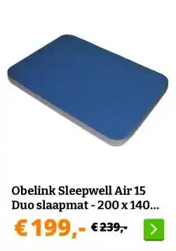 Obelink Obelink Sleepwell Air 15 Duo slaapmat - 200 x 140 cm aanbieding