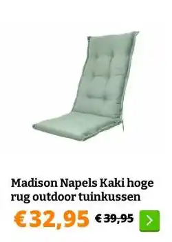 Obelink Madison Napels Kaki hoge rug outdoor tuinkussen aanbieding