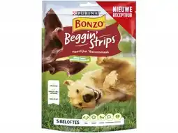 Hoogvliet Bonzo Beggin' Strips hondensnacks baconsmaak aanbieding