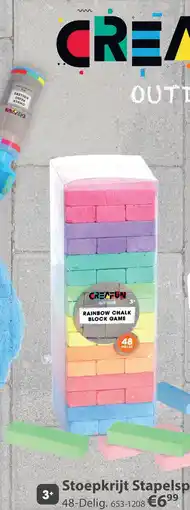 Top1Toys Stoepkrijt stapelspel Creafun outdoor 48 delig 8 kleuren aanbieding