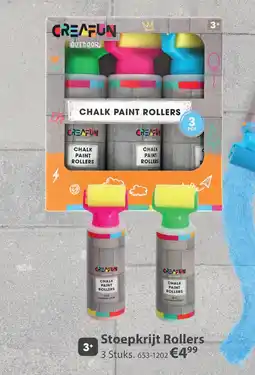 Top1Toys Stoepkrijt rollers 3 stuks Creafun oudoor aanbieding