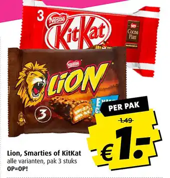 Boni Lion, Smarties of KitKat aanbieding