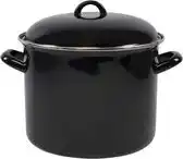 Bol.com Svenska living Soeppan met deksel - zwart - emaille - 8L - D24 x H21 cm - alle warmtebronnen aanbieding