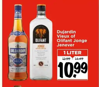 Vomar Voordeelmarkt Dujardin Vieux of Olifant Jonge Jenever 1 liter aanbieding