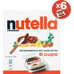 Jumbo Nutella Hazelnootpasta met Cacao 6 x 15 g aanbieding