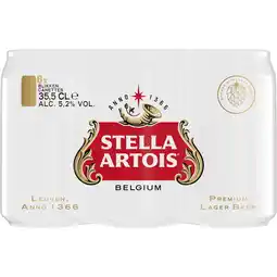 Jumbo Stella Artois Premium Pilsner Bier Blik 6x355ml aanbieding