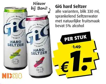 Boni GiG hard Seltzer 330ml aanbieding