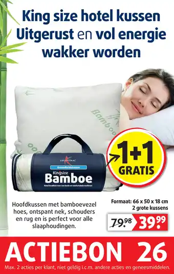 Lucovitaal King size Bamboe hotel kussen aanbieding