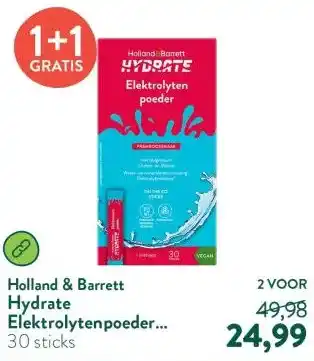 Holland & Barrett Hydrate Elektrolytenpoeder Framboossmaak - 30 sticks aanbieding