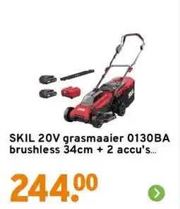GAMMA SKIL 20V grasmaaier 0130BA brushless + 2 accu's 2,0Ah + snellader aanbieding