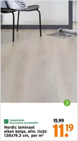 GAMMA Nordic laminaat eiken beige aanbieding