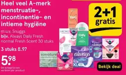 Etos Heel veel A-merk menstruatie, incontinentie en intieme hygiëne aanbieding