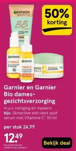 Etos Garnier en Garnier Bio dames gezichtsverzorging aanbieding