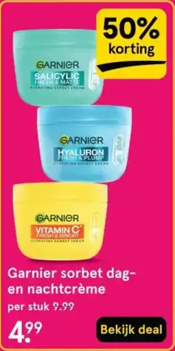 Etos Garnier sorbet dag en nachtcrème aanbieding