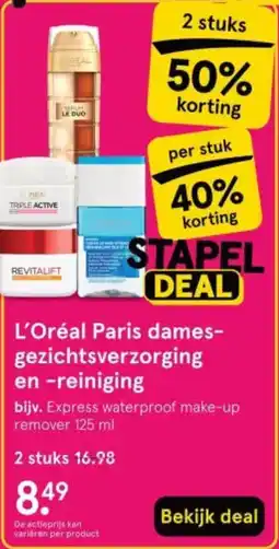 Etos L'Oréal Paris dames gezichtsverzorging en reiniging aanbieding