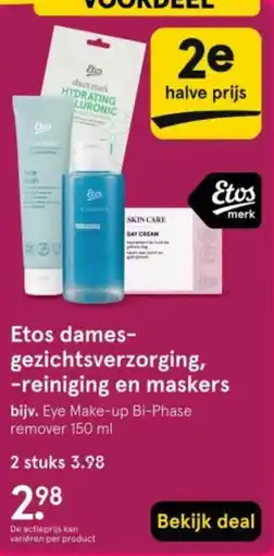 Etos Etos dames gezichtsverzorging, reiniging en maskers aanbieding
