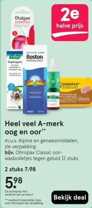 Etos Heel veel A-merk oog en oor aanbieding