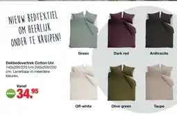Budget Home Store Dekbedovertrek Cotton Uni Off-white 240x200/220 aanbieding