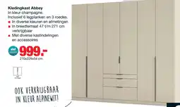 Budget Home Store Kledingkast Abbey B225xH229 Champagne, 5 deuren incl. 6 legplanken en 3 roedes aanbieding